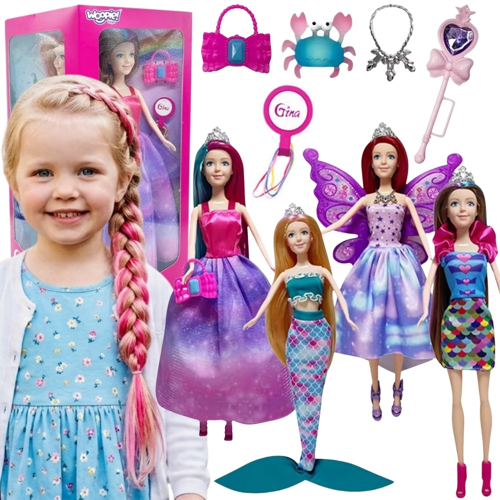 WOOPIE 4 stebuklingų princesių rinkinys – 4 in 1 lėlių dėžė su priedais