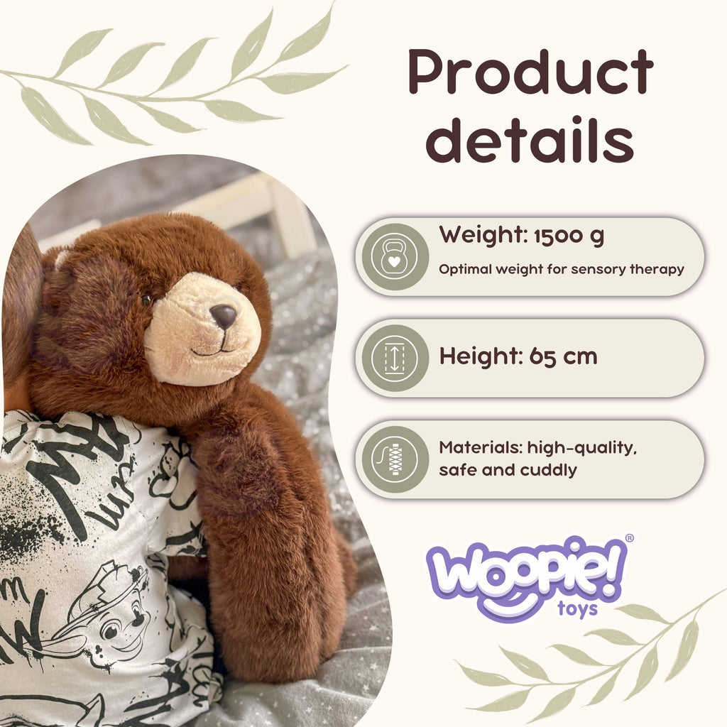WOOPIE sveriamasis sensorinis pliušinis meškiukas, 65 cm, 1,5 kg