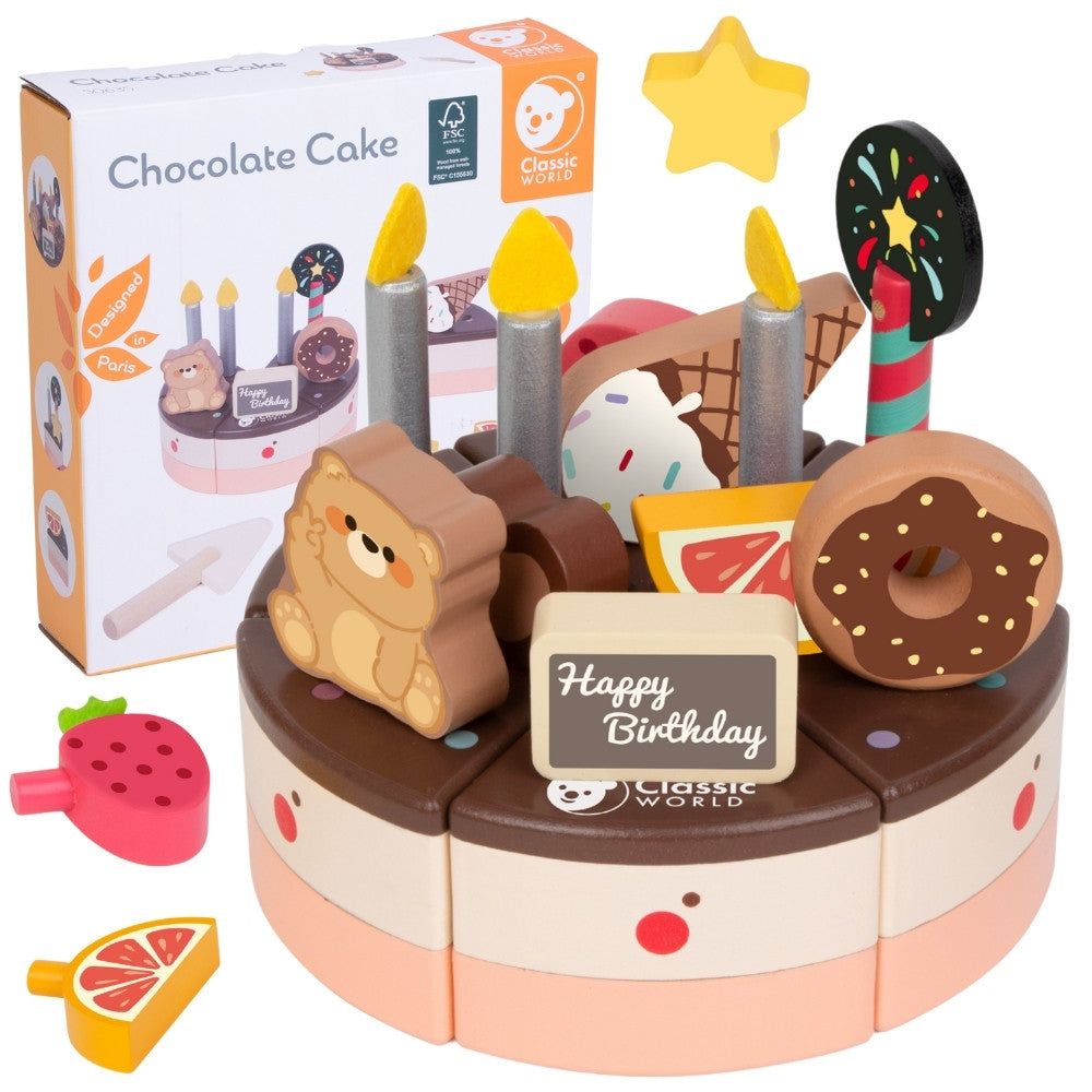 CLASSIC WORLD medinis pjaustomas gimtadienio tortas, 19 vnt.