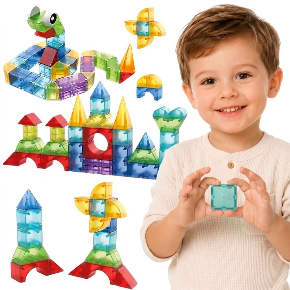 WOOPIE 3D magnetinės lavinamosios kubelių kaladėlės, 63 vnt.