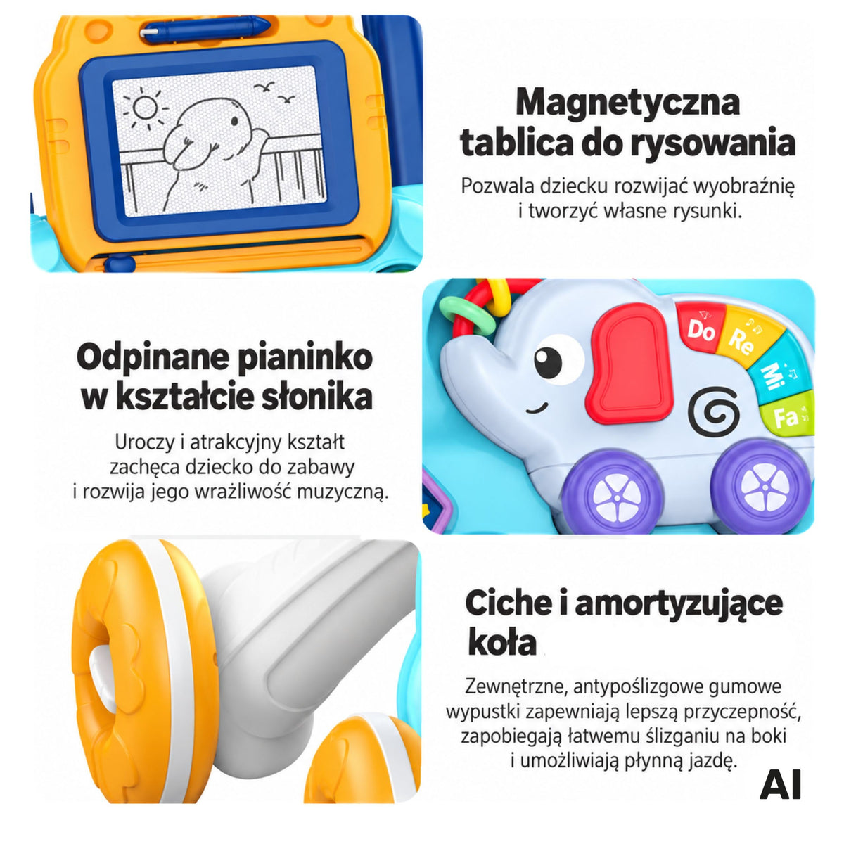 WOOPIE BABY interaktyvus muzikinis stumdukas-vaikštynė su piešimo lenta