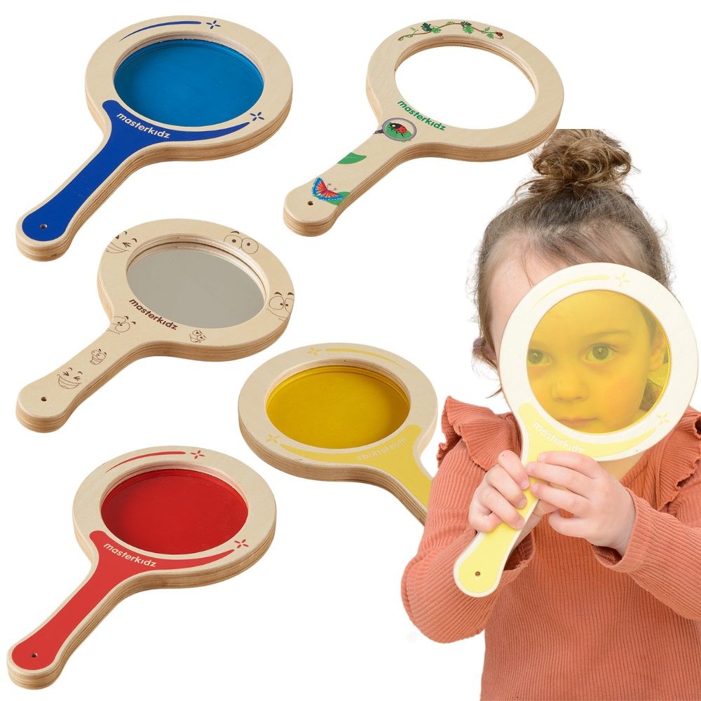 MASTERKIDZ 5 medinės lazdelės su spalvotais lęšiais