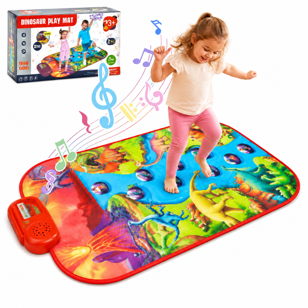 WOOPIE XL didelis interaktyvus muzikinis kilimėlis-pianinas su dinozaurais