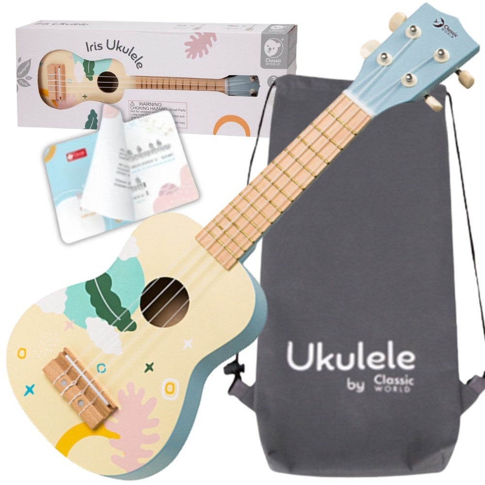 CLASSIC WORLD medinė ukulelė-gitara vaikams, mėlyna