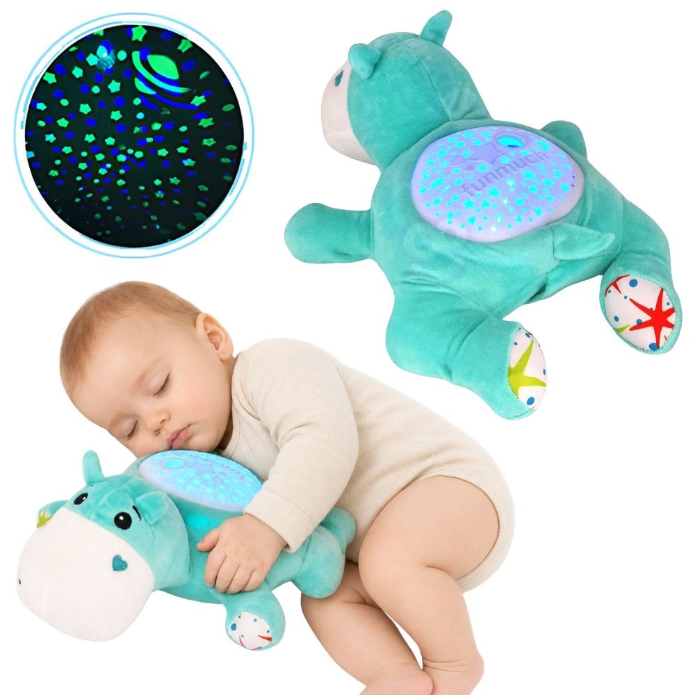 WOOPIE BABY pliušinis migdukas „2 in 1“ su projektoriumi „Begemotas“