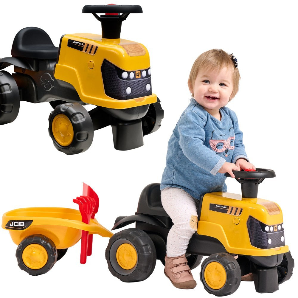 FALK JCB Fastrac paspiriamas traktorius su priekaba, kastuvėliu ir grėbliuku, 1–3 metų