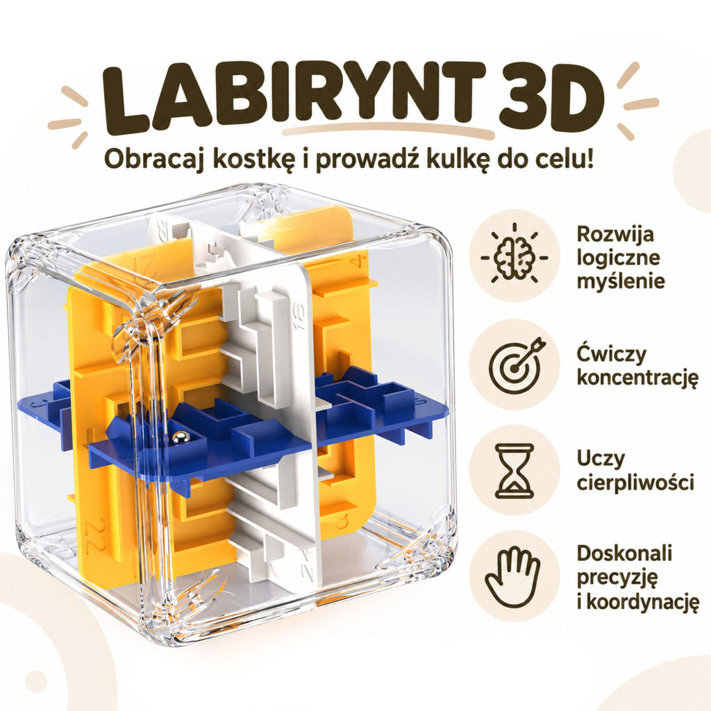WOOPIE loginis galvosūkis 3D labirintas-kubas, spalvotas