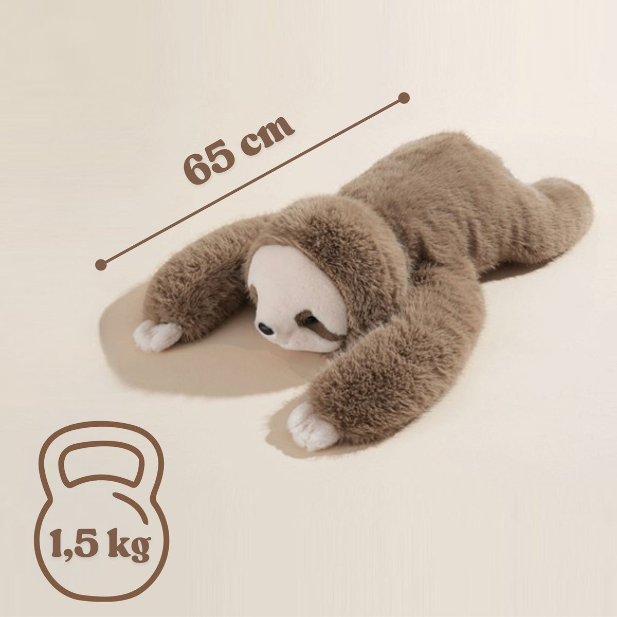 WOOPIE sveriamasis sensorinis pliušinis tinginys, 65 cm, 1,5 kg