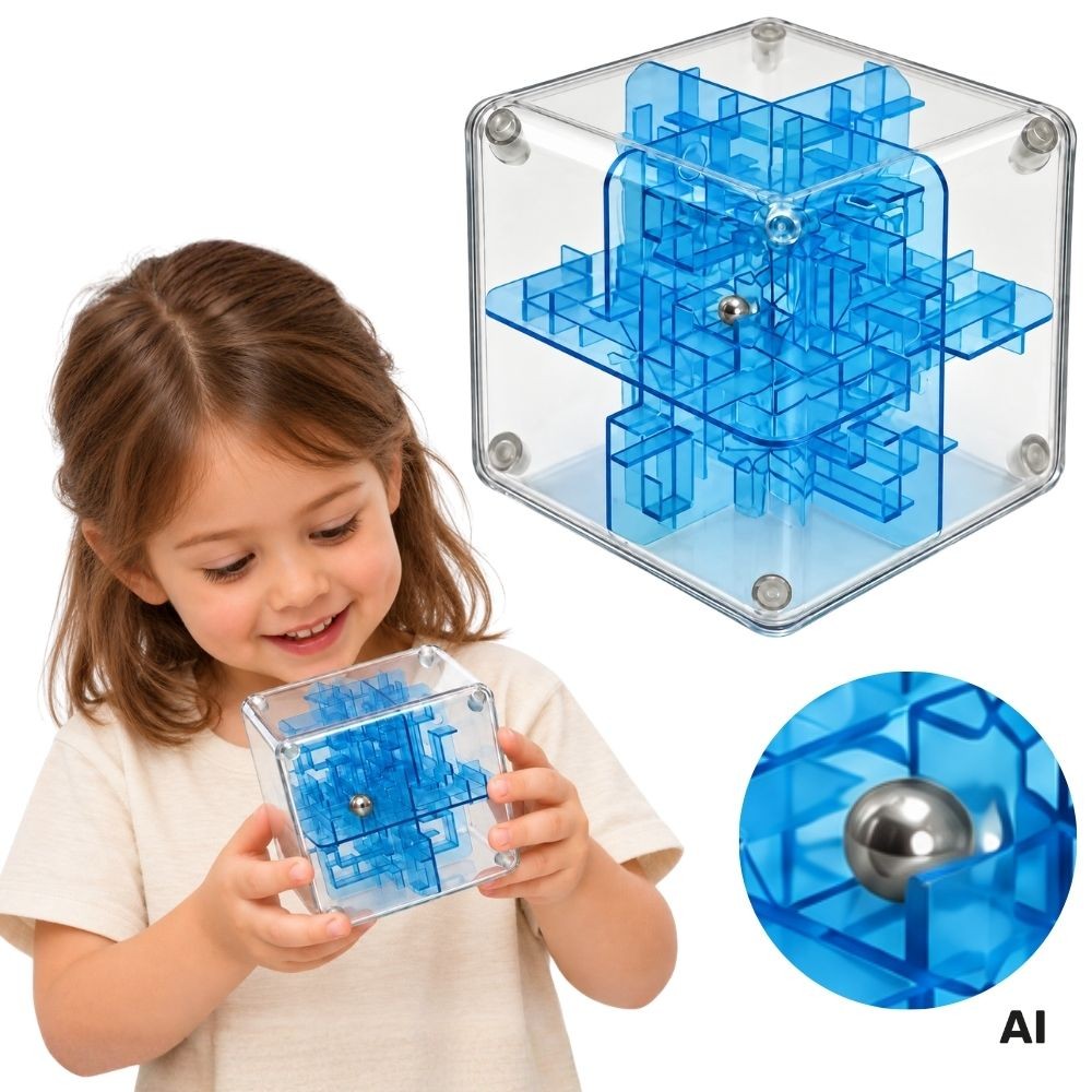 WOOPIE 3D labirintas-kubas su kamuoliuku, mėlynas
