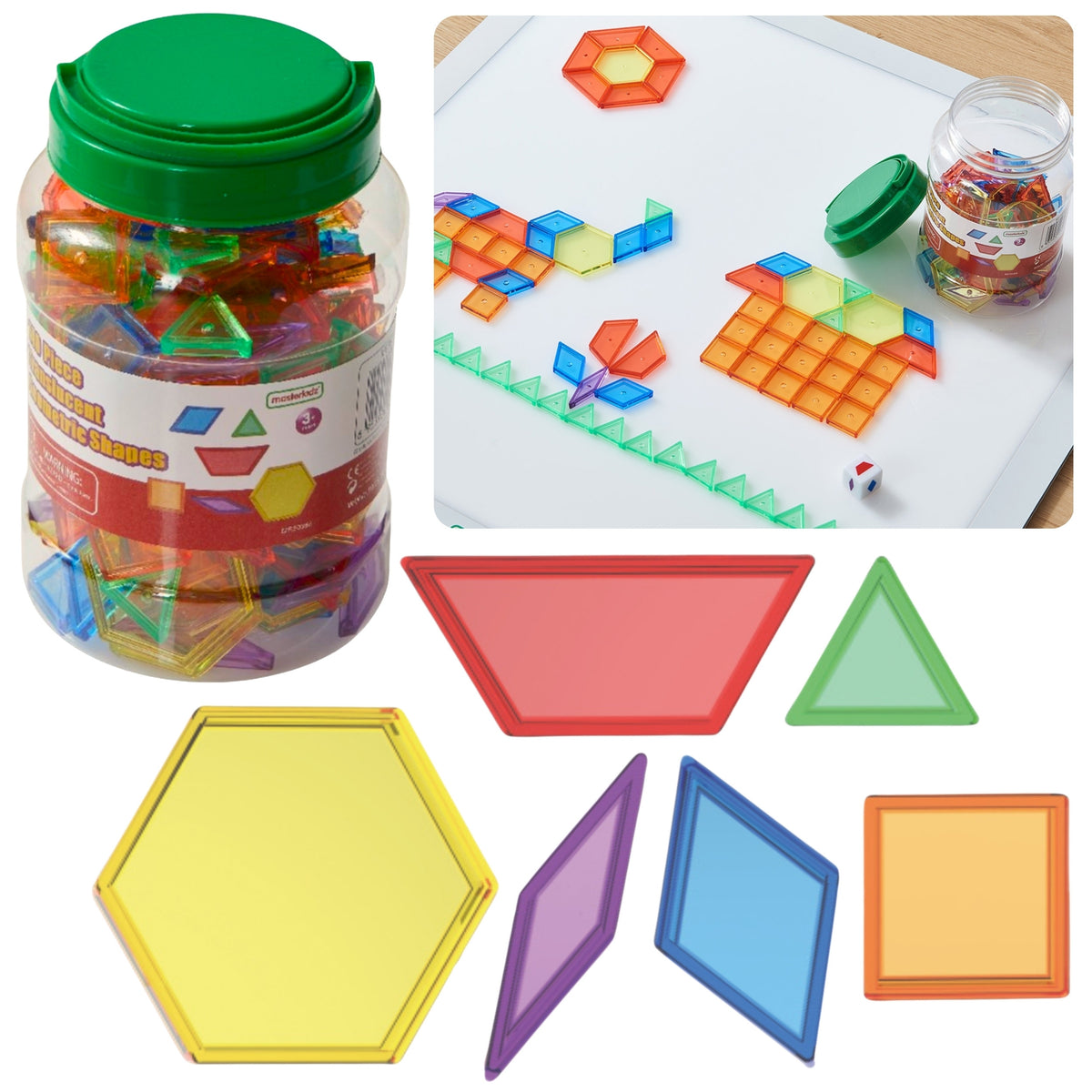 MASTERKIDZ Montessori tangramo mozaikos kaladėlių rinkinys, 140 vnt.