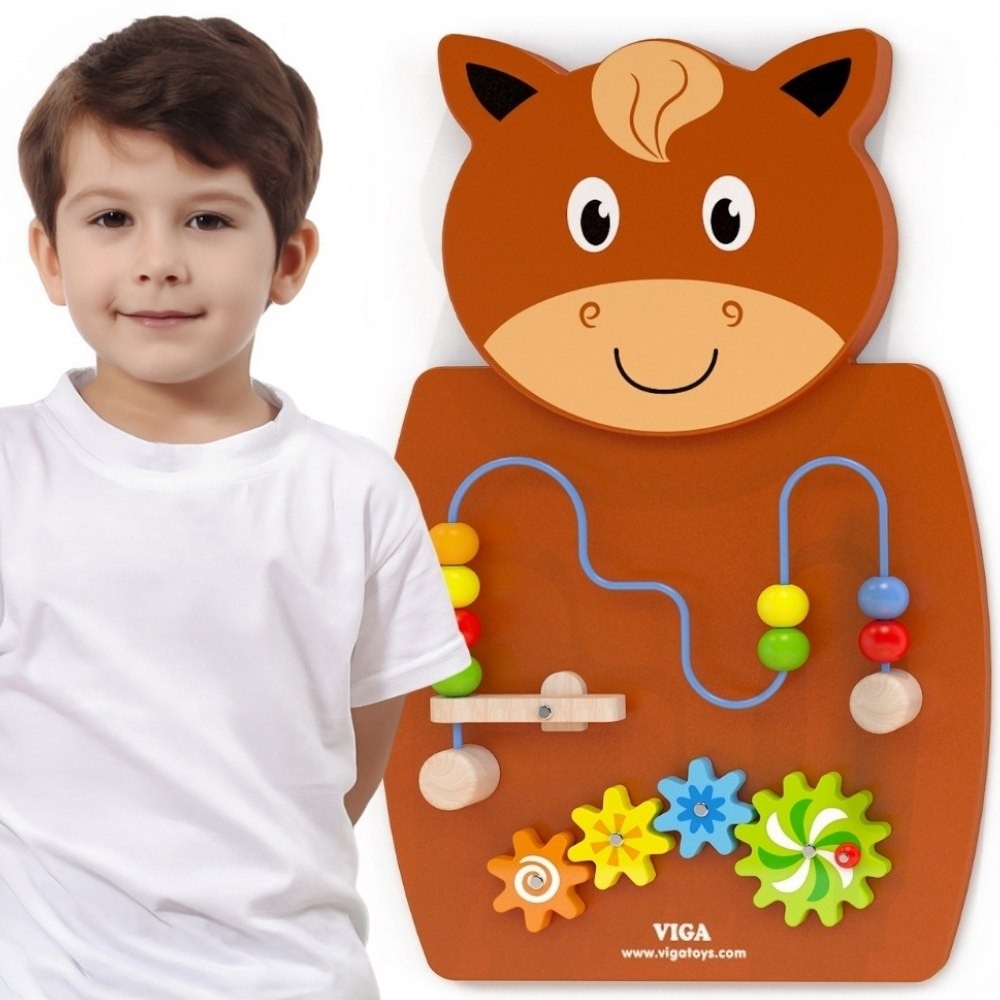 VIGA medinė manipuliacinė lenta „Arkliukas“, FSC, Montessori