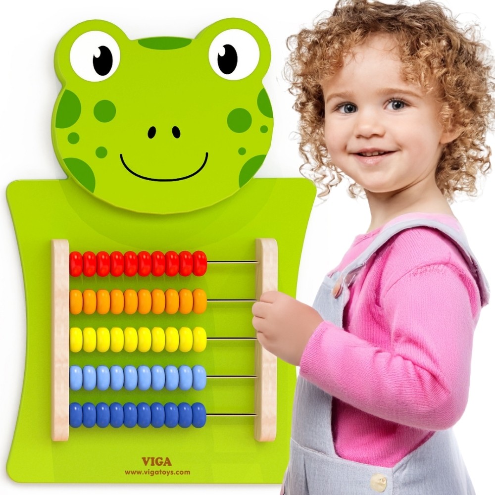 VIGA medinė manipuliacinė lenta-skaitytuvai „Varlė“, FSC, Montessori
