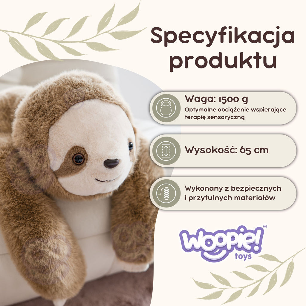 WOOPIE sveriamasis sensorinis pliušinis tinginys, 65 cm, 1,5 kg