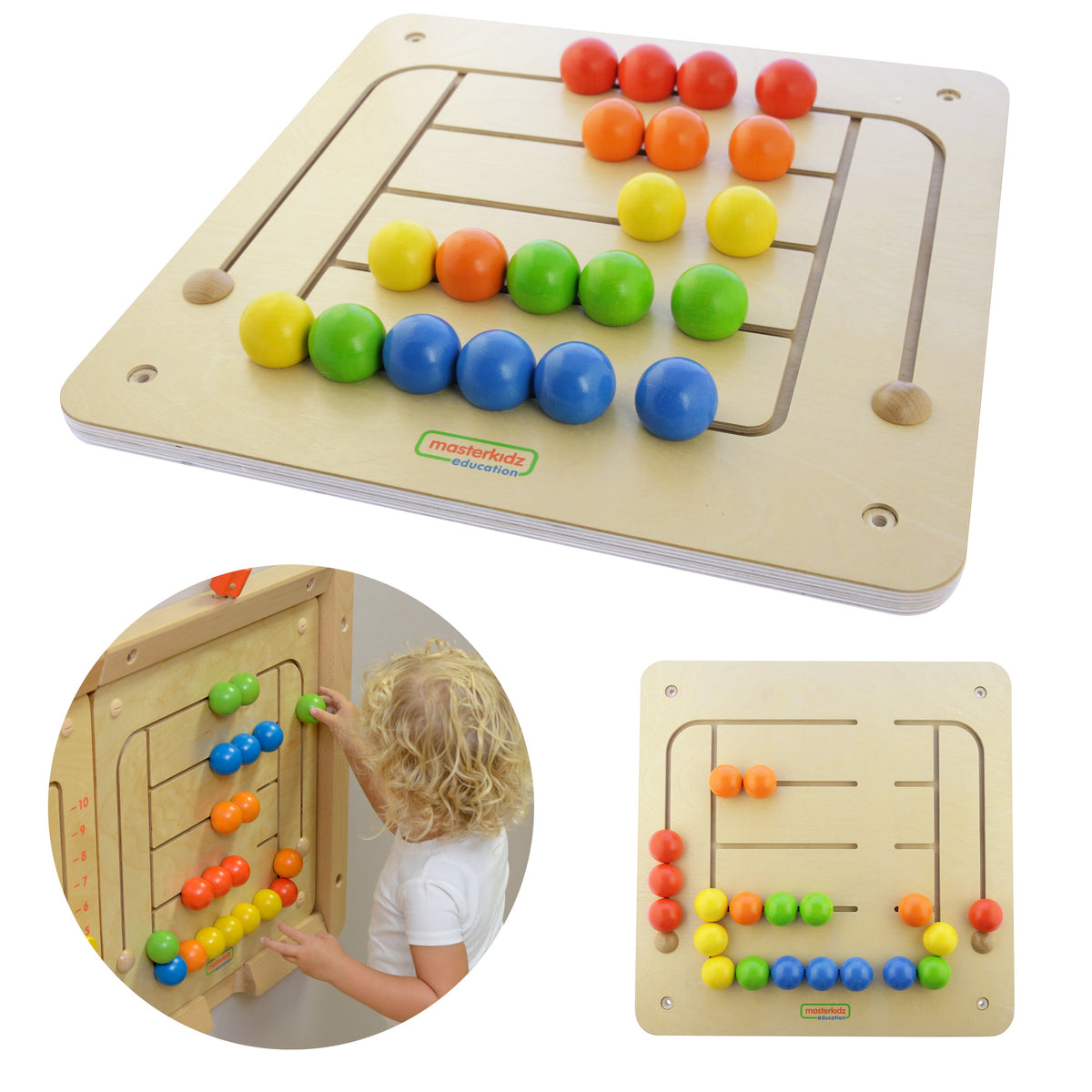 MASTERKIDZ lavinamoji sieninė lenta – labirintas su karoliukais, Montessori