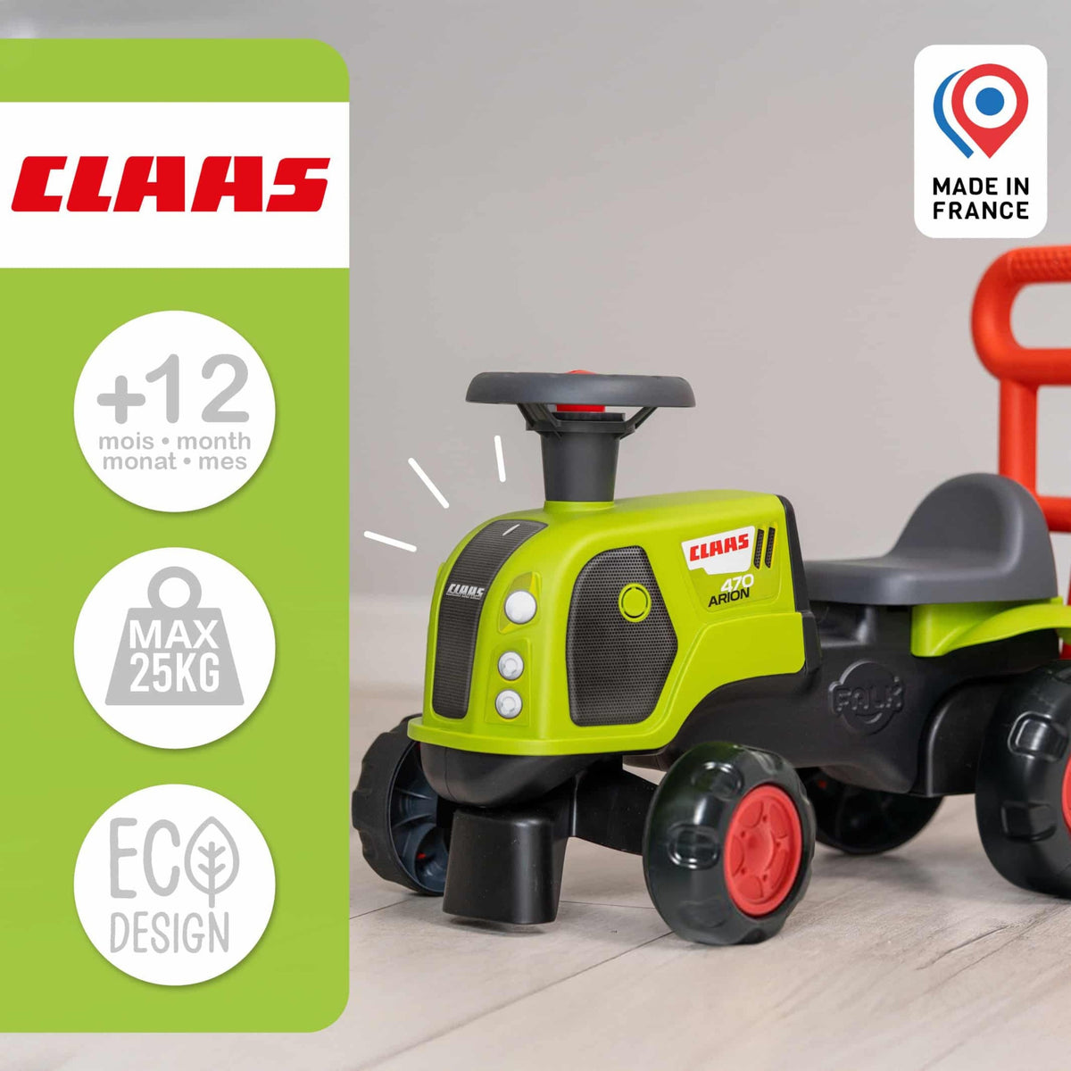 FALK paspiriamas traktorius-stumdukas Baby Claas Arion 470 su signalu