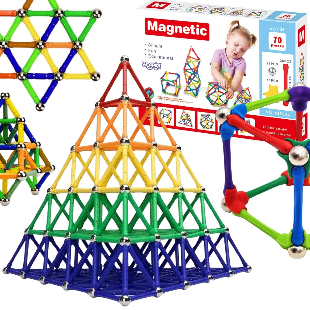 WOOPIE magnetinis konstruktorius su rutuliukais, 70 vnt.