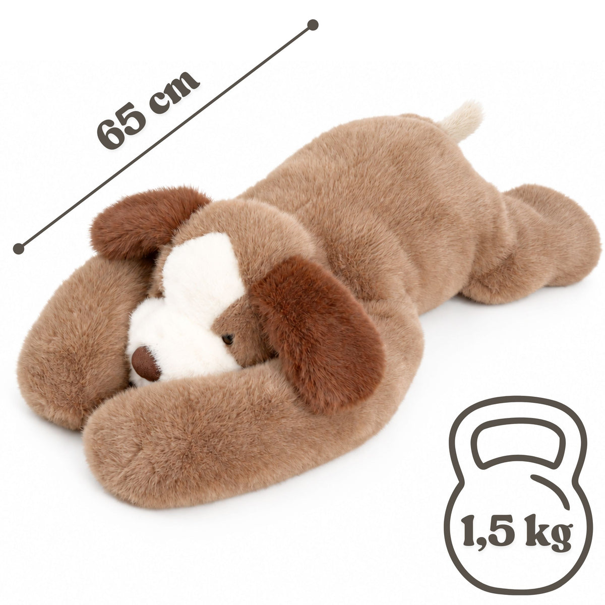 WOOPIE sveriamasis sensorinis pliušinis šuniukas, 65 cm, 1,5 kg