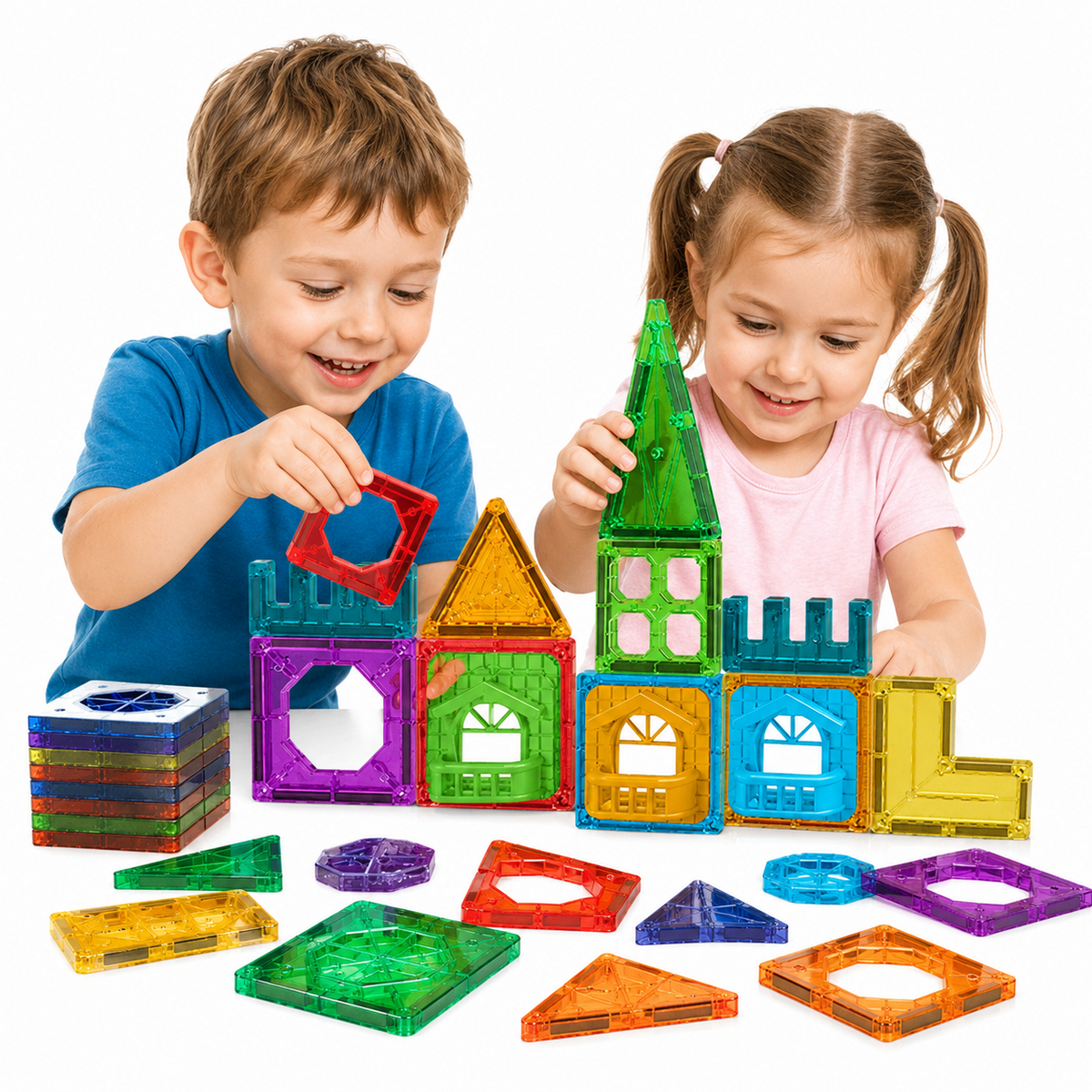 WOOPIE 3D magnetinės lavinamosios kaladėlės „Pilis“, 30 vnt.