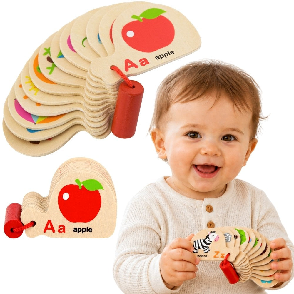 VIGA medinė Montessori abėcėlės ir anglų kalbos mokymosi knygelė