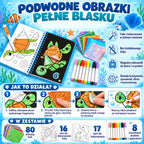 WOOPIE dailės rinkinys su blizgia folija ir spalvinimo kortelėmis „Delfinas“, 121 vnt.