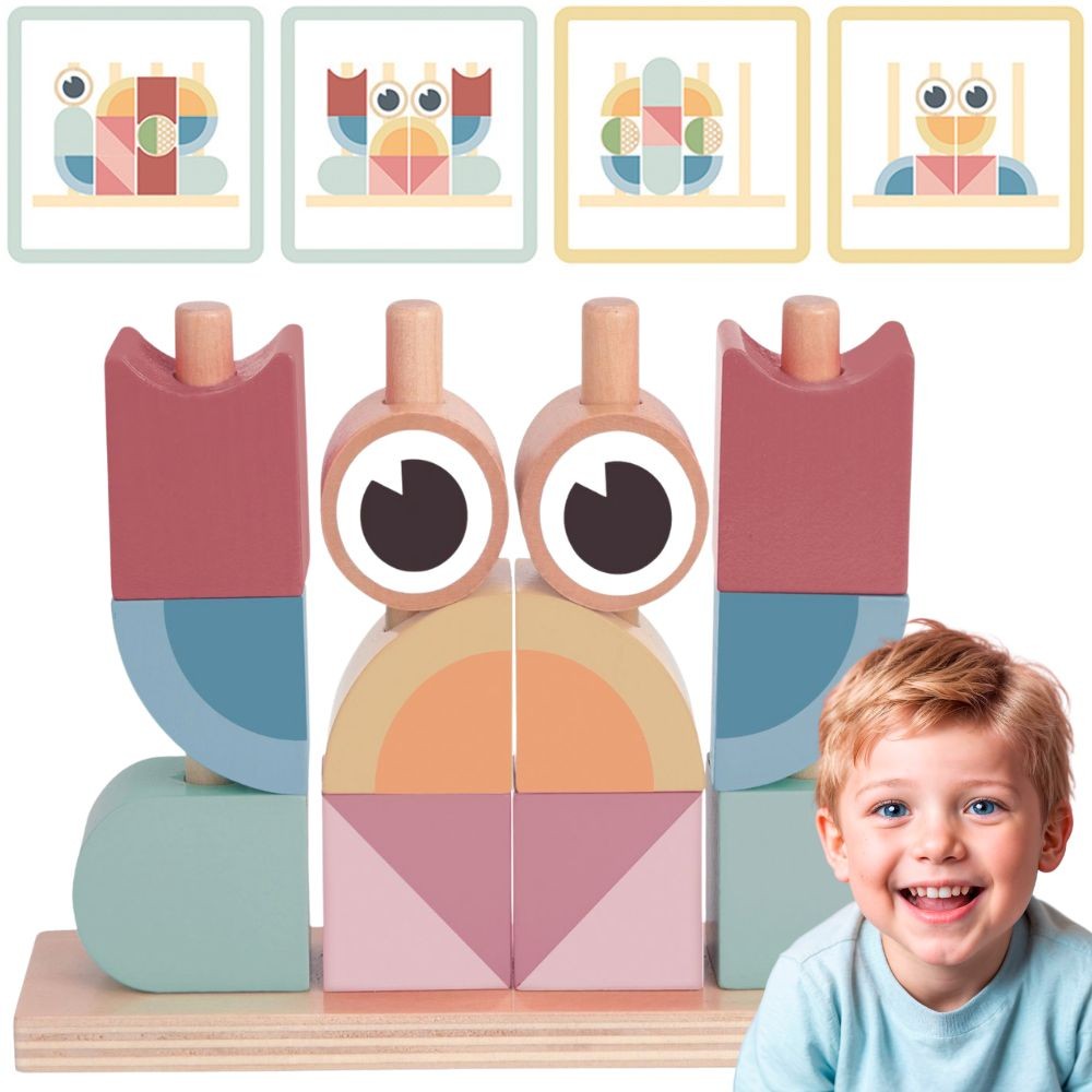 TOOKY TOY medinė dėlionė „Krabas“ – kaladėlių dėliojimas, pastelinė