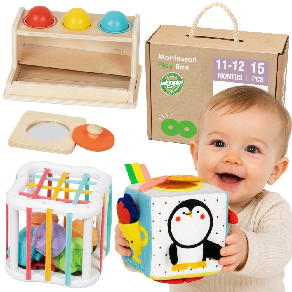 WOOPIE GREEN 5 in 1 Montessori lavinamųjų žaislų dėžė 11–12 mėn., FSC