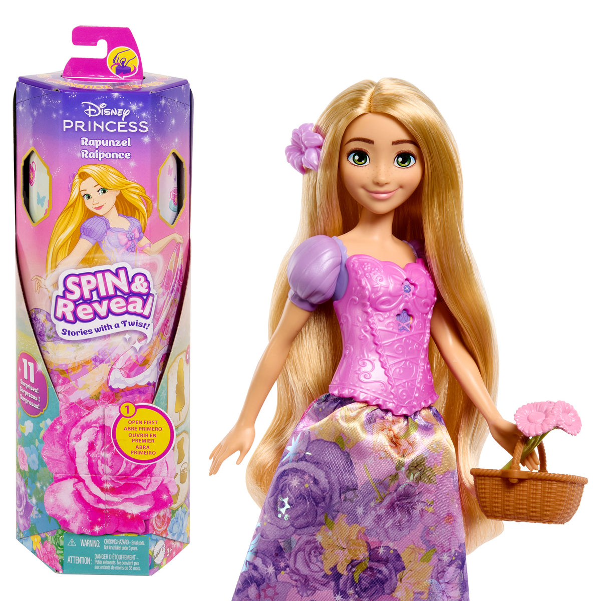 DISNEY PRINCESS SPIN and REVEAL Auksaplaukės siurprizų rinkinys (HTV86)