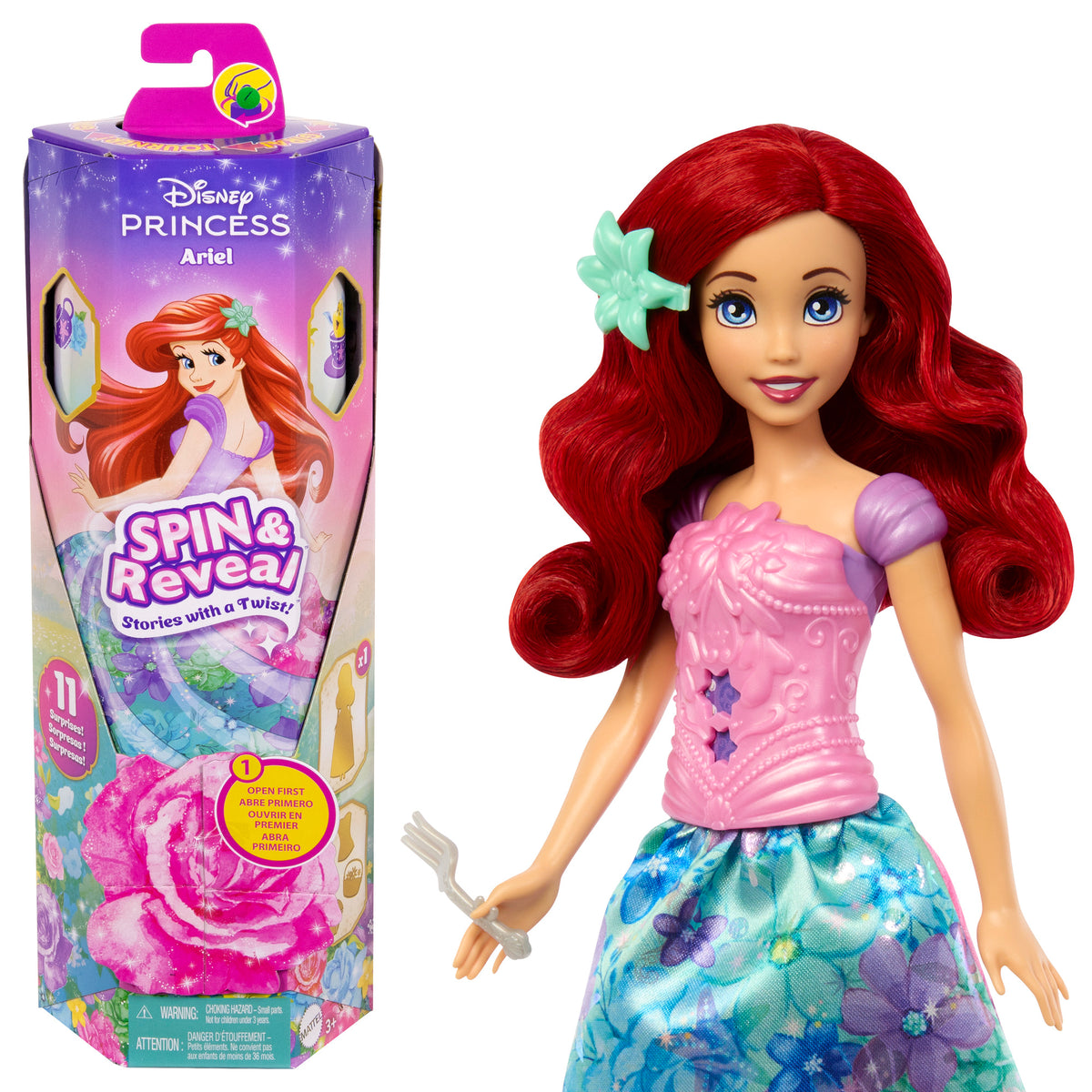 DISNEY PRINCESS SPIN and REVEAL Arielės siurprizų rinkinys (HTV88)