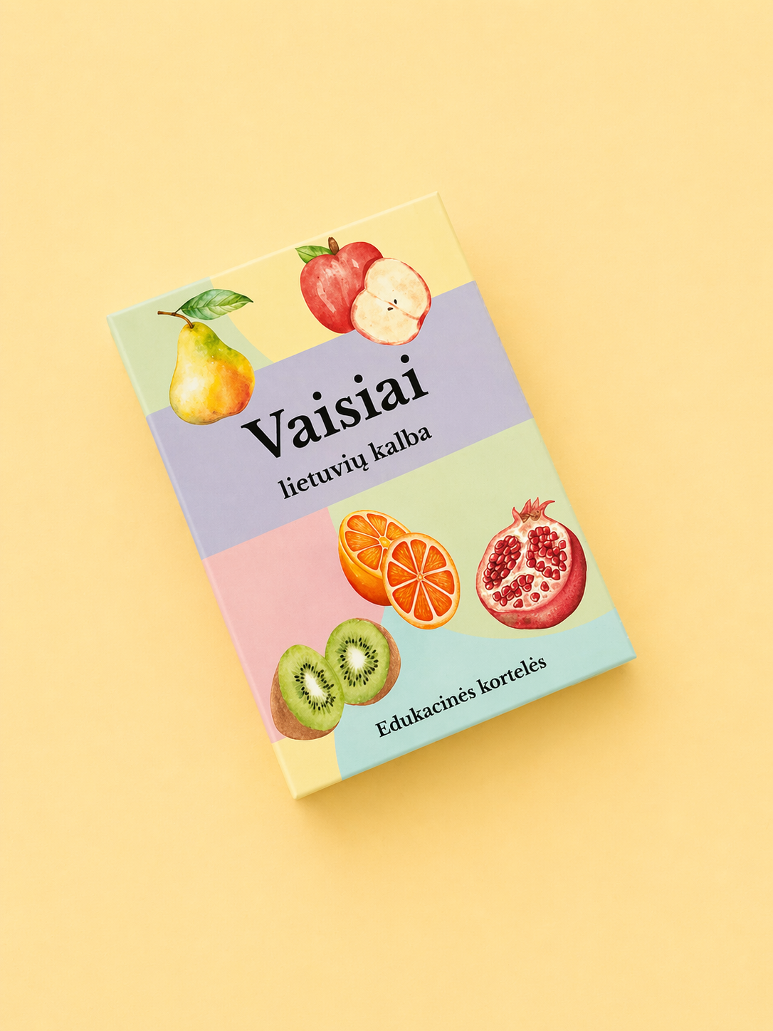 Mokomosios kortelės VAISIAI lt/en/esp kalbomis