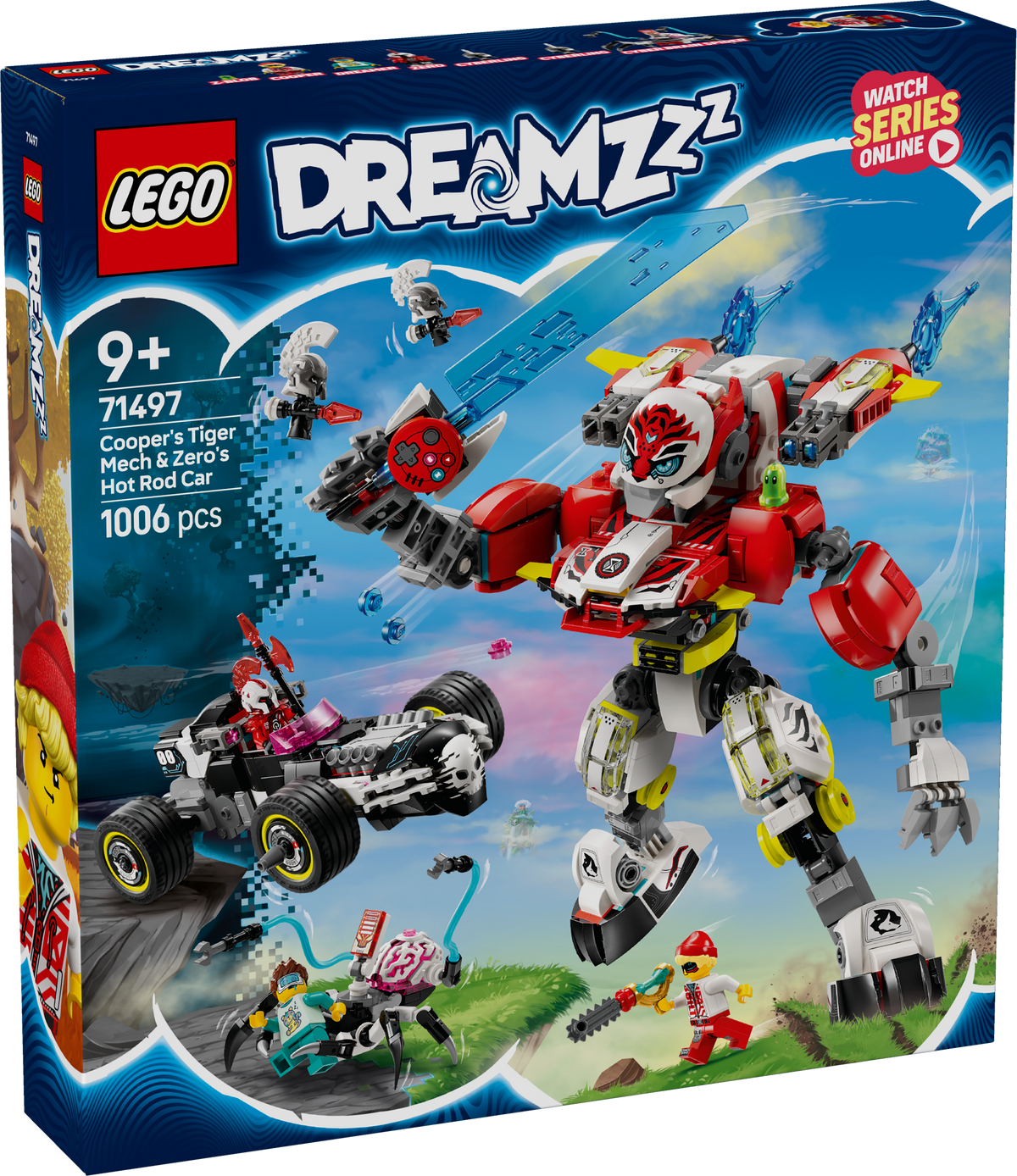 LEGO DREAMZzz 71497 Kuperio tigro robotas ir Zero lenktyninis automobilis