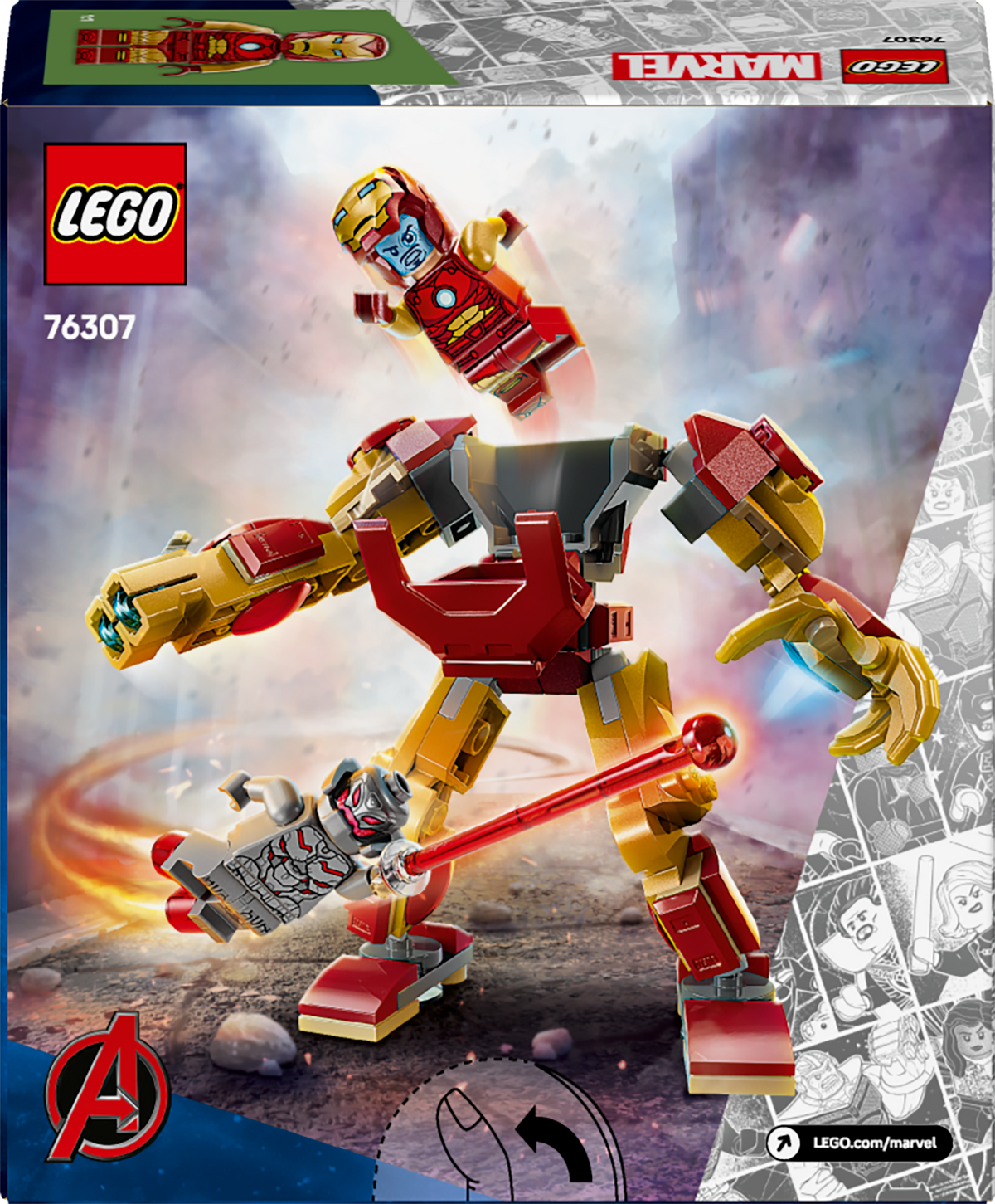LEGO Marvel 76307 Geležinio žmogaus robotas prieš Ultroną