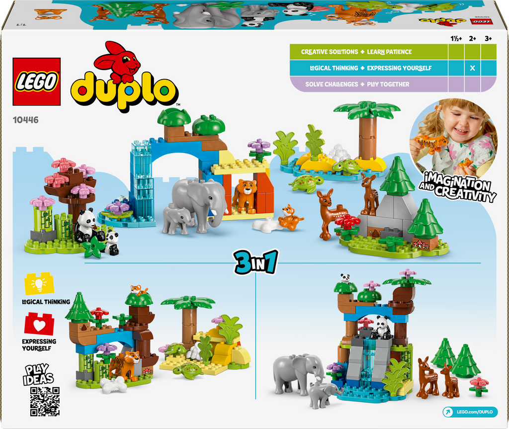 LEGO DUPLO 10446 Laukinių gyvūnų šeimos 3 viename