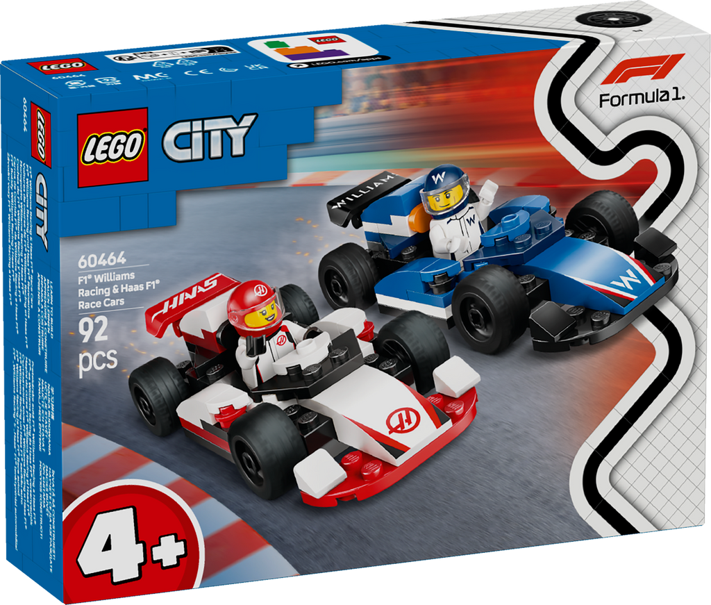 LEGO City 60464 F1 Williams Racing ir Haas F1 bolidai