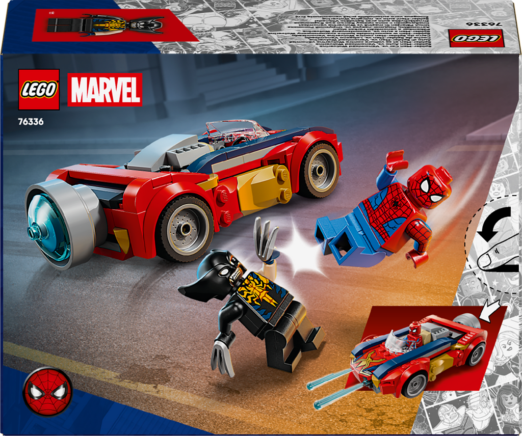 LEGO Marvel 76336 Žmogaus-voro automobilis prieš venenizuotą Wolverine