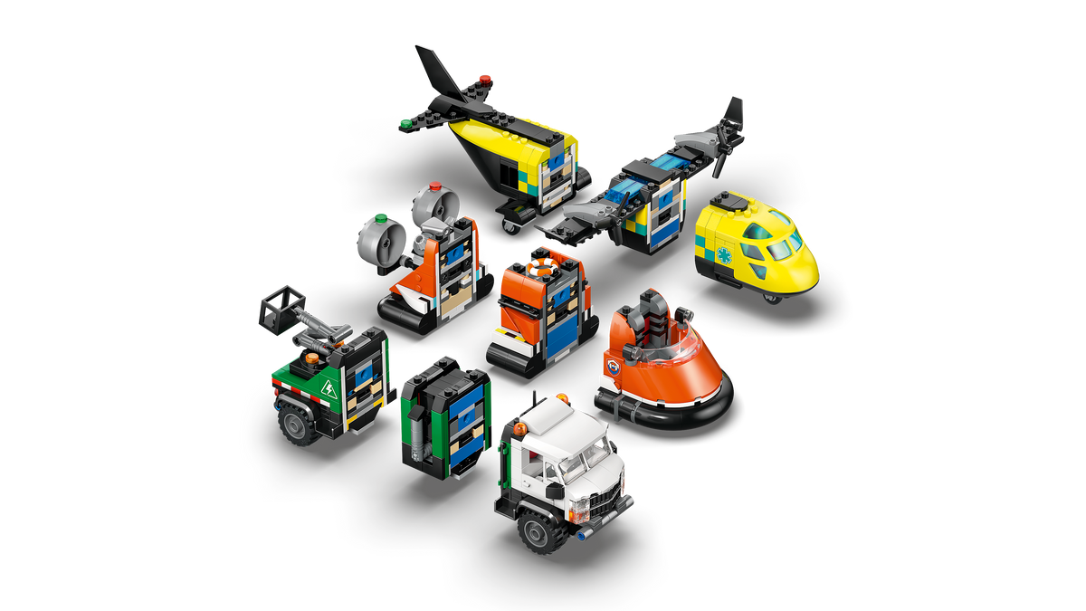 LEGO City 60505 Lėktuvas, techninės pagalbos sunkvežimis ir orlaivis-katamaranas