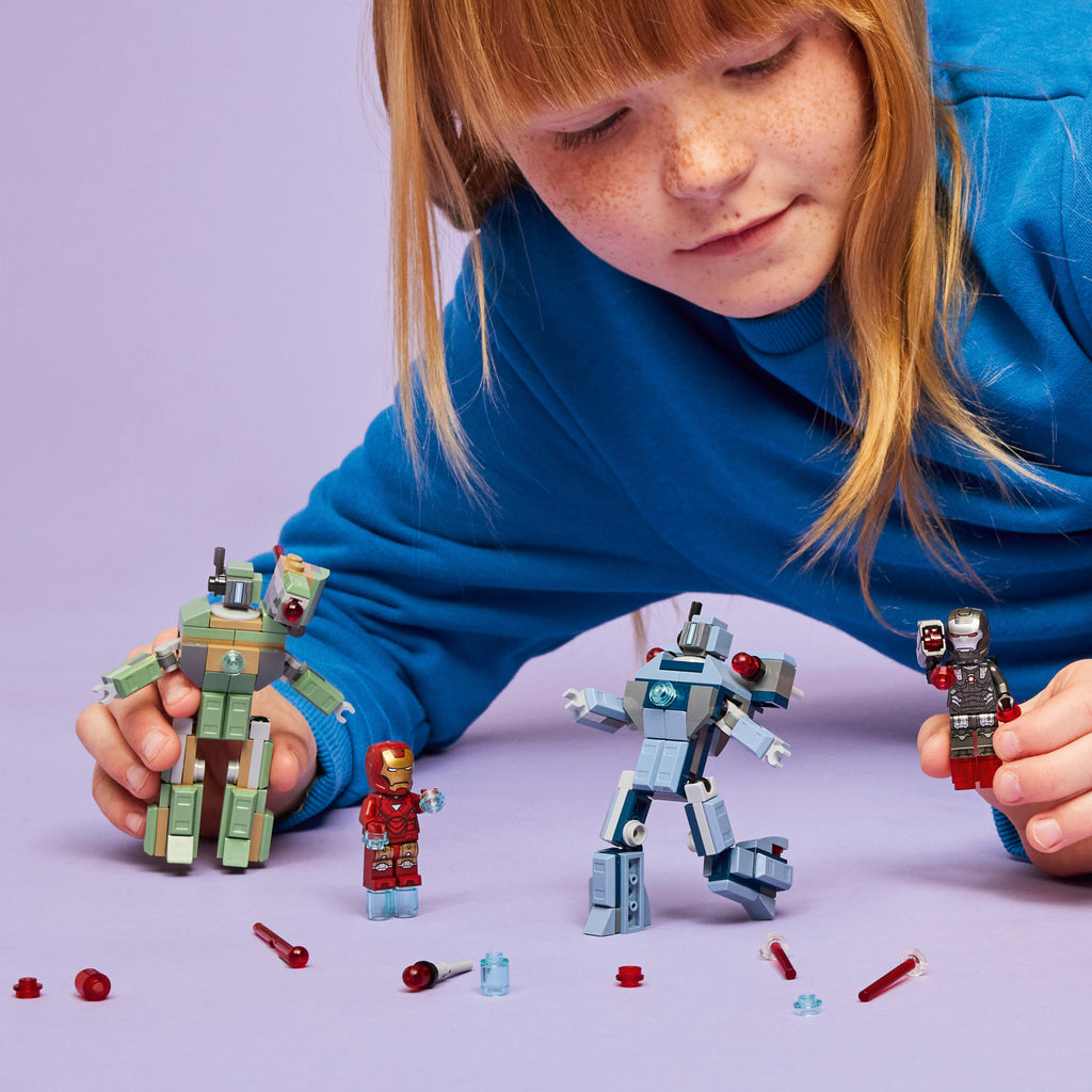 LEGO Marvel 76320 Geležinis žmogus ir Karo mašina prieš Hamerio dronus