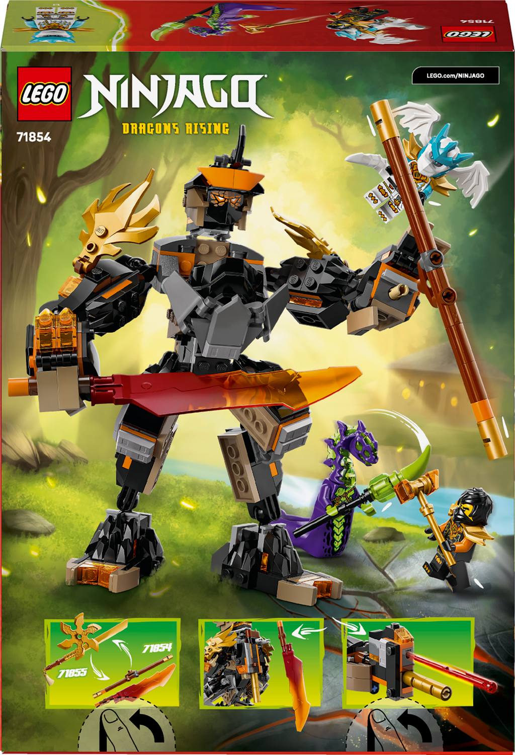 LEGO NINJAGO 71854 Cole misijos robotas ir drakonas Zane