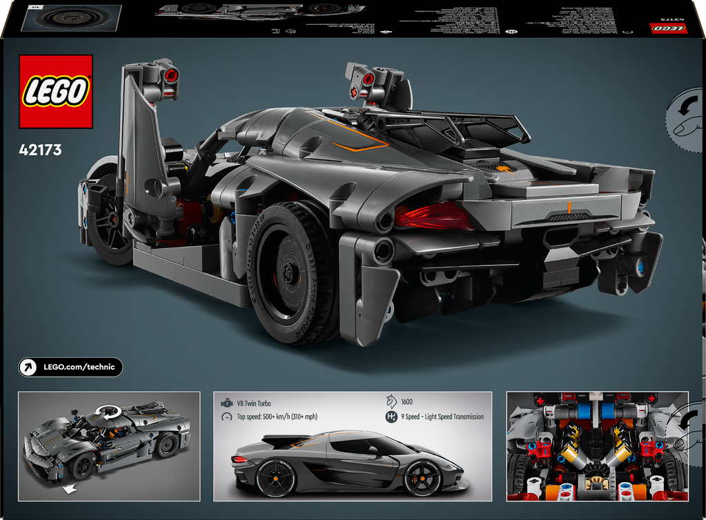 LEGO Technic 42173 Koenigsegg Jesko Absolut pilkas hiperautomobilis