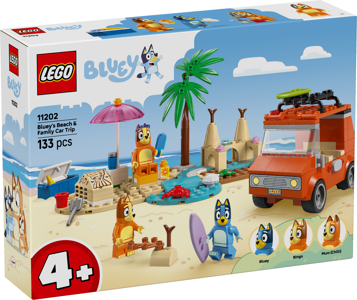 LEGO Bluey 11202 Blujės šeimos kelionė automobiliu į paplūdimį