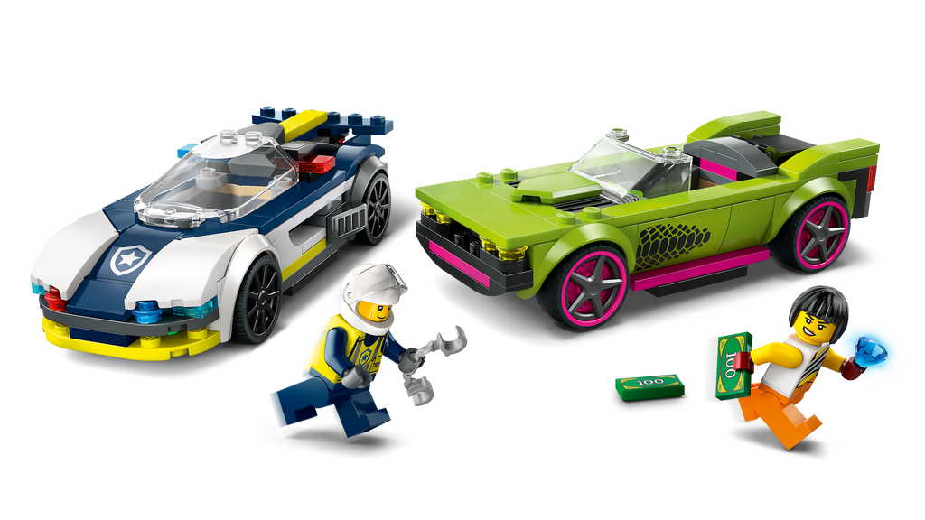 LEGO City 60415 Policijos automobilio ir galingojo automobilio gaudynės