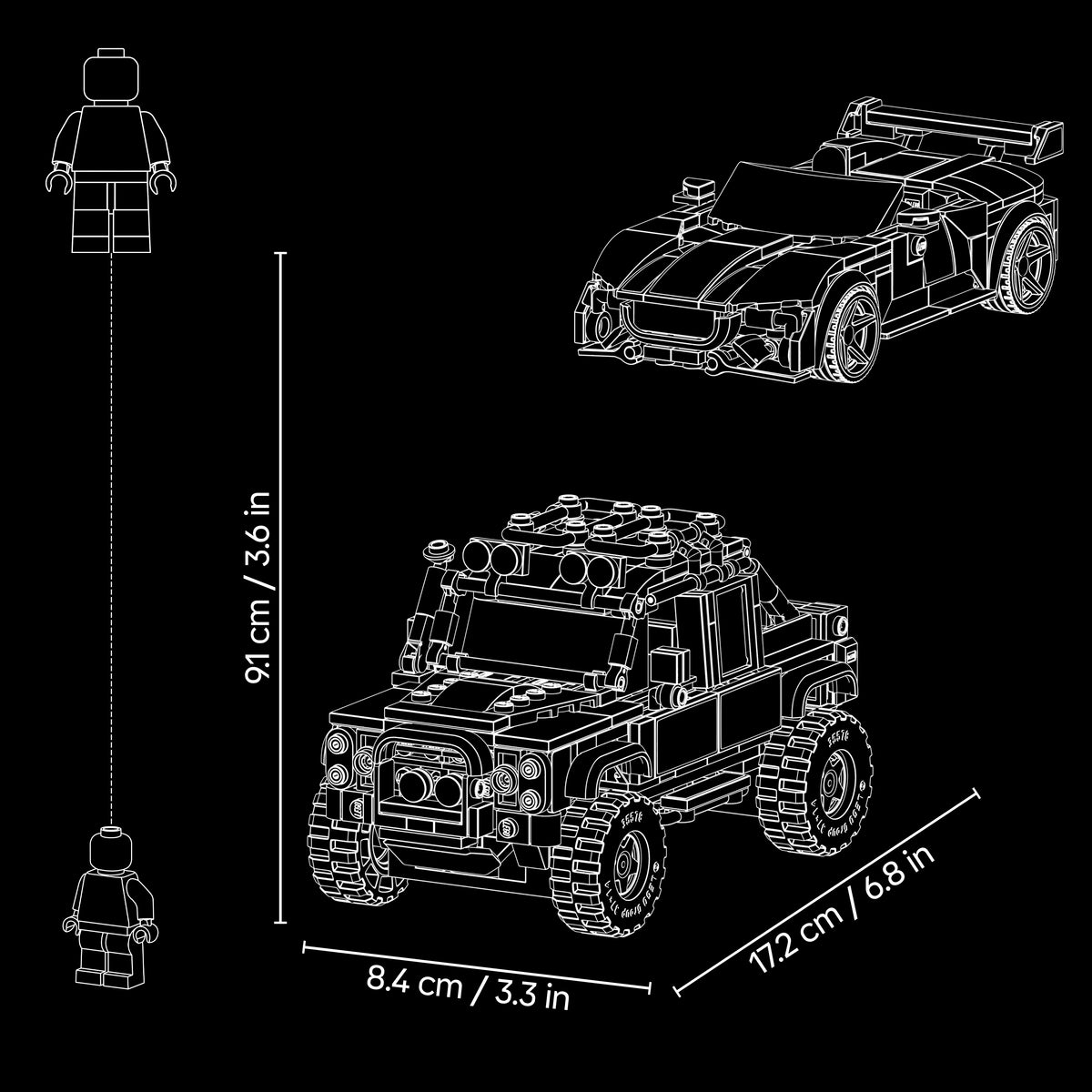 LEGO Speed Champions 77264 Jaguar Project 7 ir Land Rover Defender