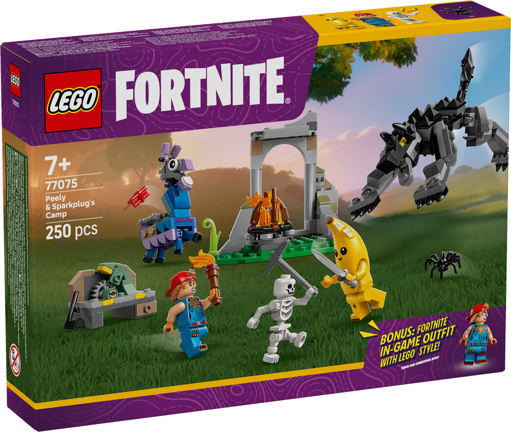 LEGO Fortnite 77075 Peely ir Sparkplug stovykla