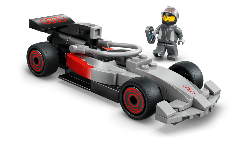 LEGO City 60493 F1 ekspozicinis sunkvežimis su Audi F1 bolidu
