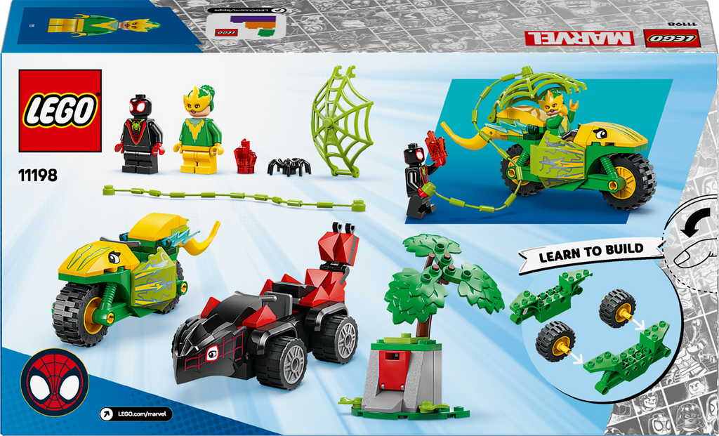 LEGO Marvel 11198 Spin ir Electro dinozaurų mašinų gaudynės
