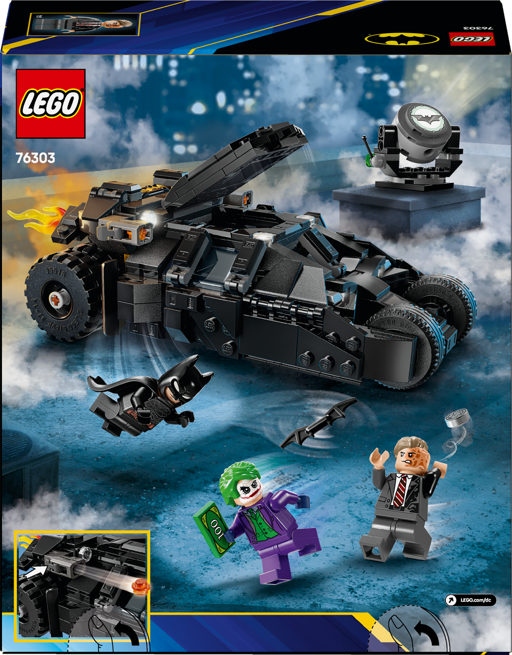 LEGO DC 76303 Betmeno Tumbler prieš Dveidį ir Džokerį