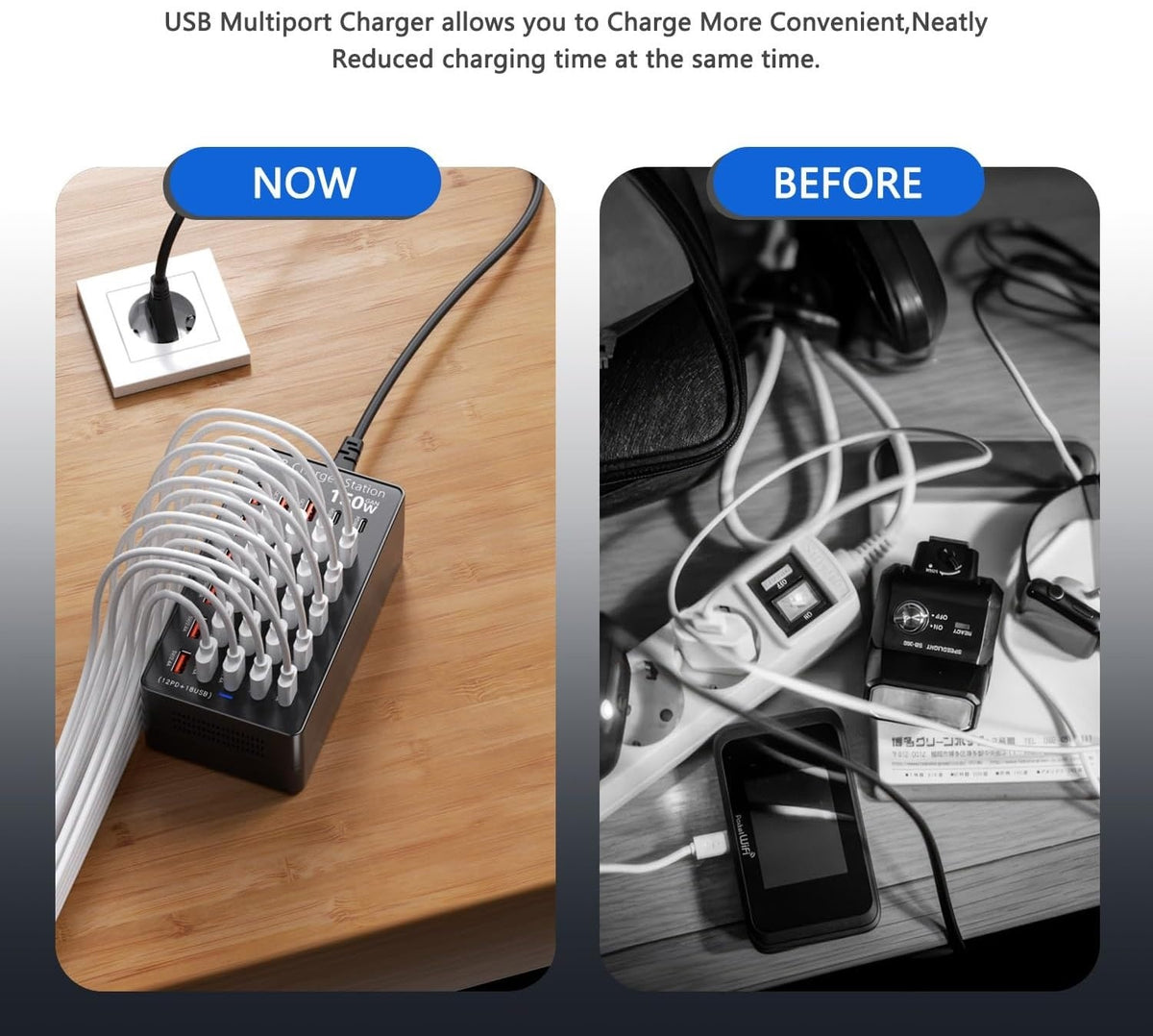 TTS USB įkrovimo stotelė 150 W, 30 jungčių USB-C ir USB-A