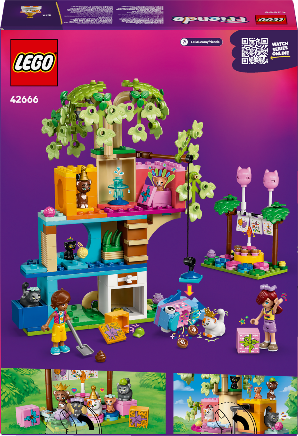 LEGO Friends 42666 Kačių gimtadienis ir medžio namelis