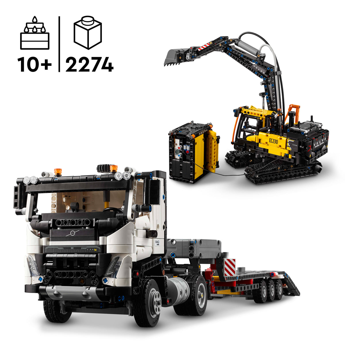 LEGO Technic 42175 Volvo FMX sunkvežimis ir EC230 elektrinis ekskavatorius