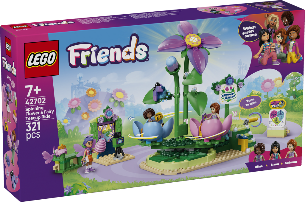 LEGO Friends 42702 Besisukančių gėlių ir fėjų puodelių karuselė