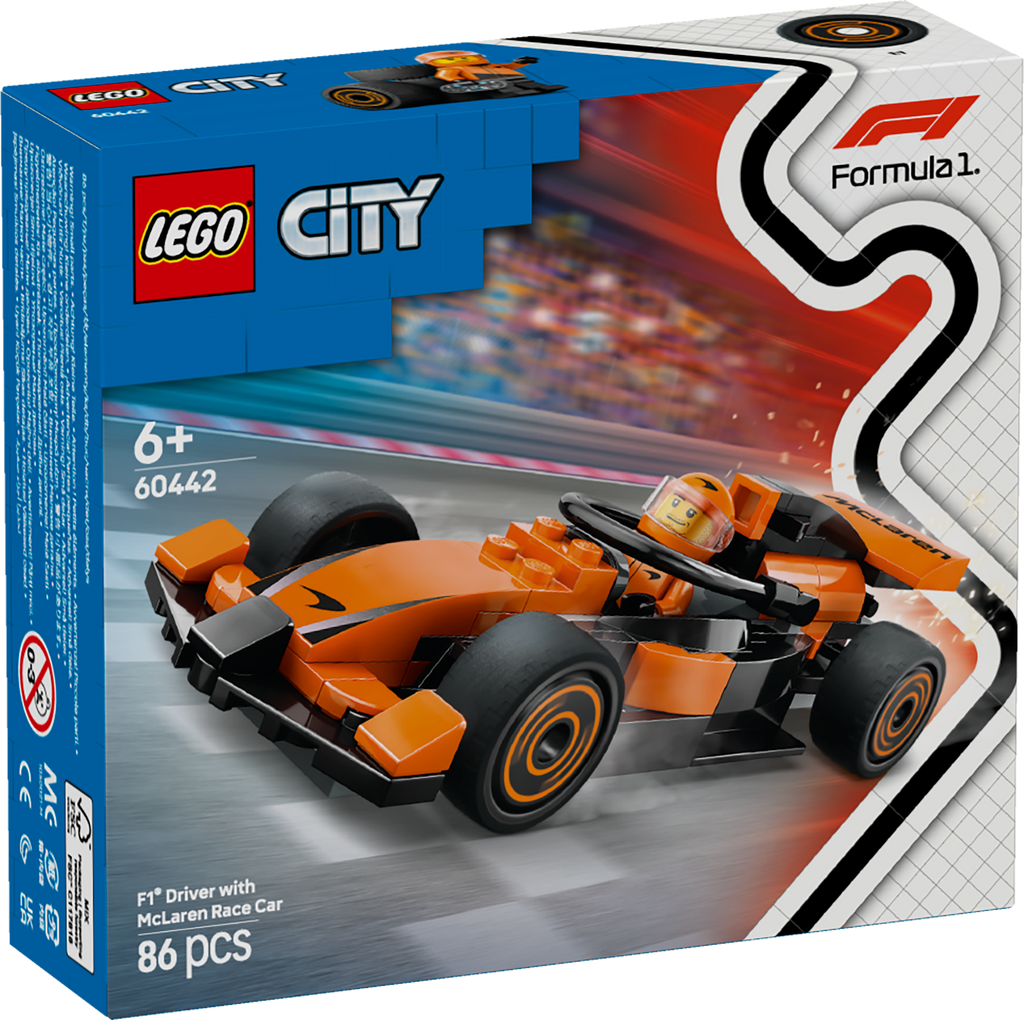 LEGO City 60442 F1 lenktynininkas su McLaren bolidu